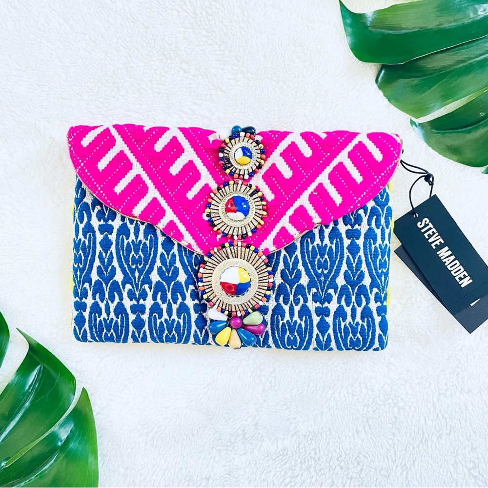 NWT Steve Madden Bzada multi-color clutch handbag